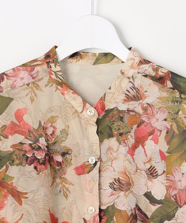 自由区 【SHIHOさん着用】ボタニカルプリント ワンピース ライトベージュ系