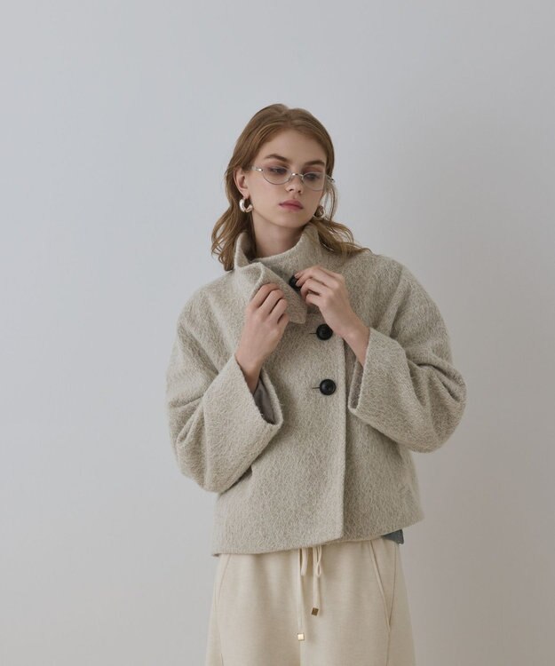 GRACE CONTINENTAL アルパカシャギージャケット ベージュ