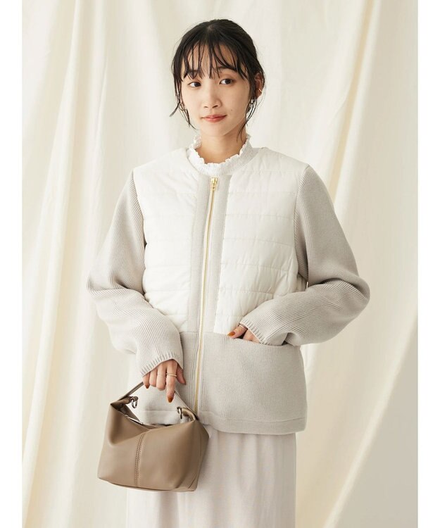 CRAFT STANDARD BOUTIQUE 中綿×ニット切替ジャケット Ivory