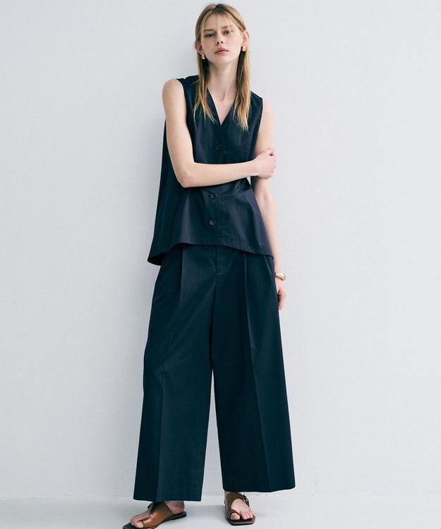 uncrave コットンクロスプレーン ワイドトラウザー ブラック