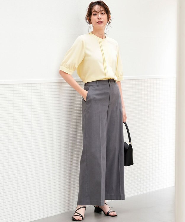 ANY SIS S エアリーストレッチ ワイドパンツ シャンブレーグレー