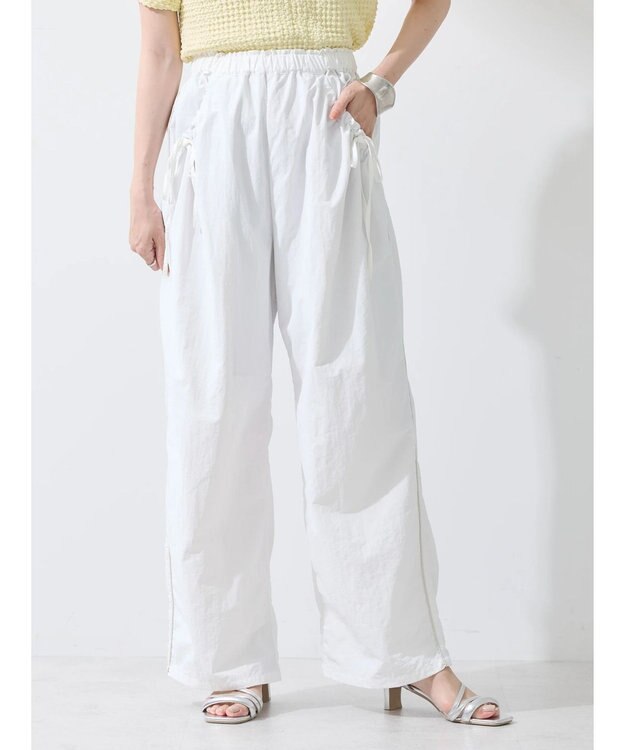 earth music&ecology サイドリボンラインパンツ（Ｏｆｆ　Ｗｈｉｔｅ） Off White