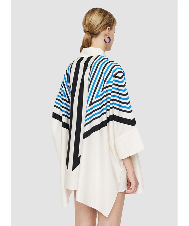 JOSEPH クレットプリント　リラックスフィットブラウス Navy combo