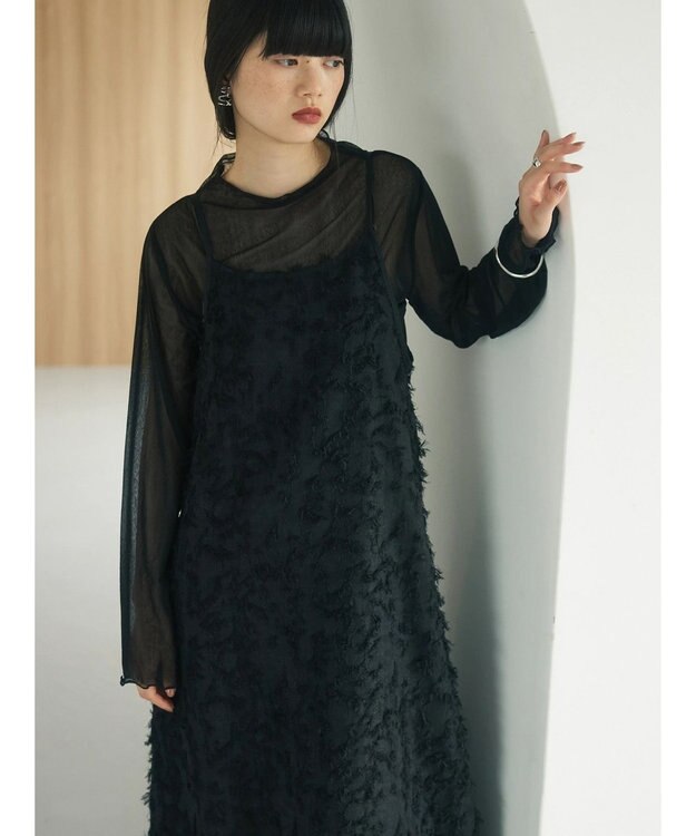 Green Parks armonia．フェザージャガードキャミワンピース Black