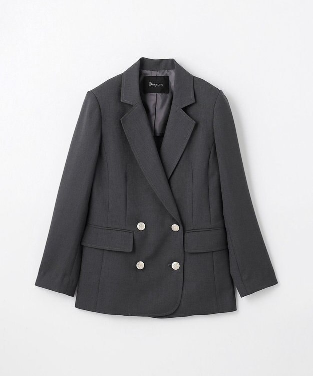 GRACE CONTINENTAL 麻調バックギャザージャケット グレー