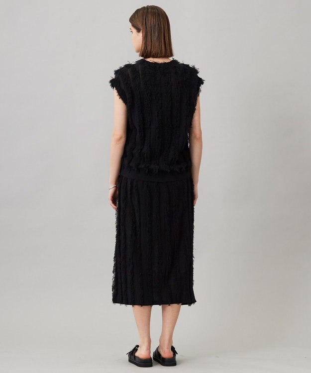 ICB 【洗える】カットジャガード ニットスカート ブラック系