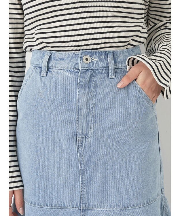 earth music&ecology ペプラムマーメイドデニムスカート Light Indigo