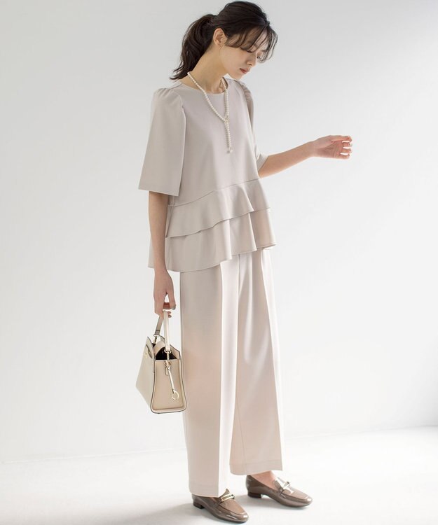 組曲 【WEB限定】ジョーゼットジャージーワイド パンツ ベージュ系