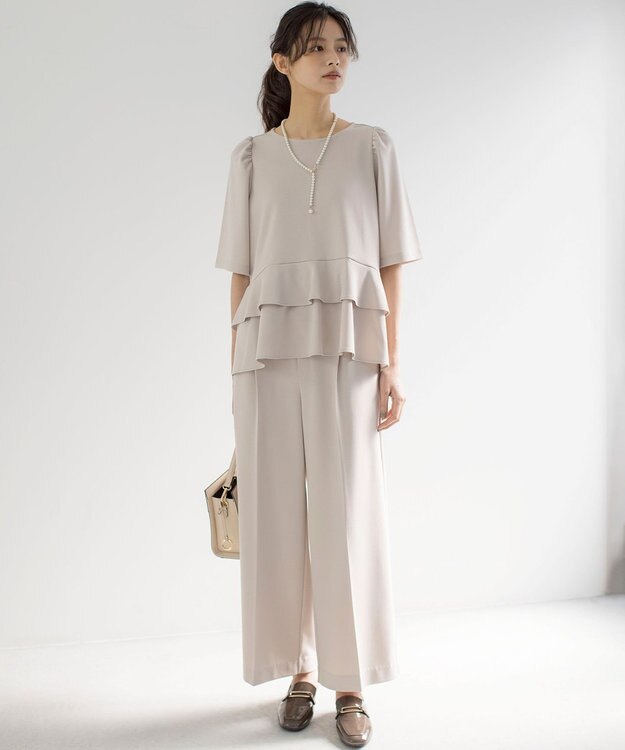 組曲 【WEB限定】ジョーゼットジャージーワイド パンツ ベージュ系