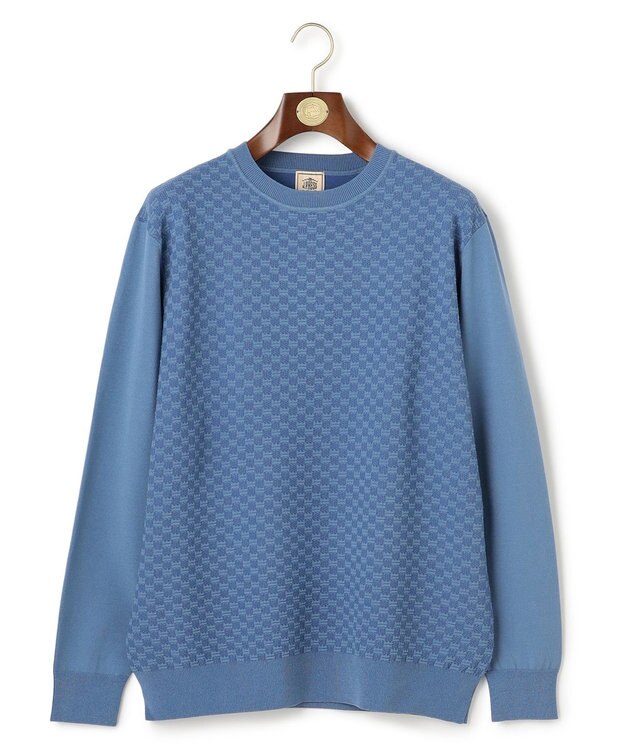 J.PRESS MEN 軽やかに着映える上質ベーシック【ストレッチ / イージーケア】【FLEX YARN】クルーネック ニット ブルー系