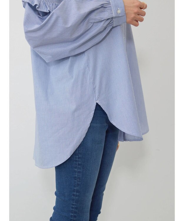 AMERICAN HOLIC フリルバンドカラーシャツ Stripe