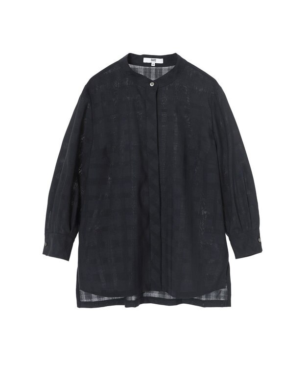 DAKS シャドーチェック 7分袖オーバーシャツ ネイビー