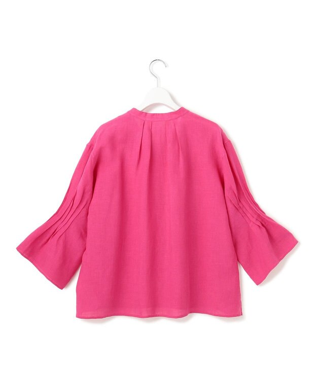 23区 S 【洗える】LIBECO タックスリーブ シャツ マゼンタ