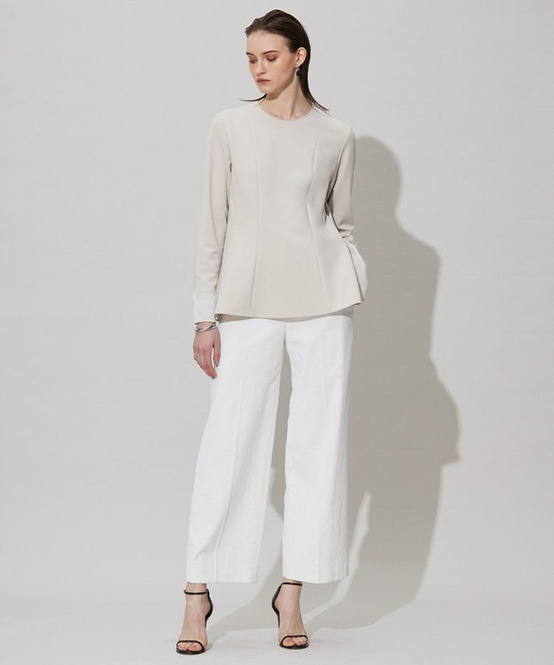 ICB 【接触冷感・UVカット・透け防止・吸水速乾・洗える】 シェルタリングドライオックス ワイドパンツ オフホワイト系