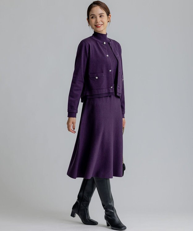 組曲 ビジューニット カーディガン パープル系