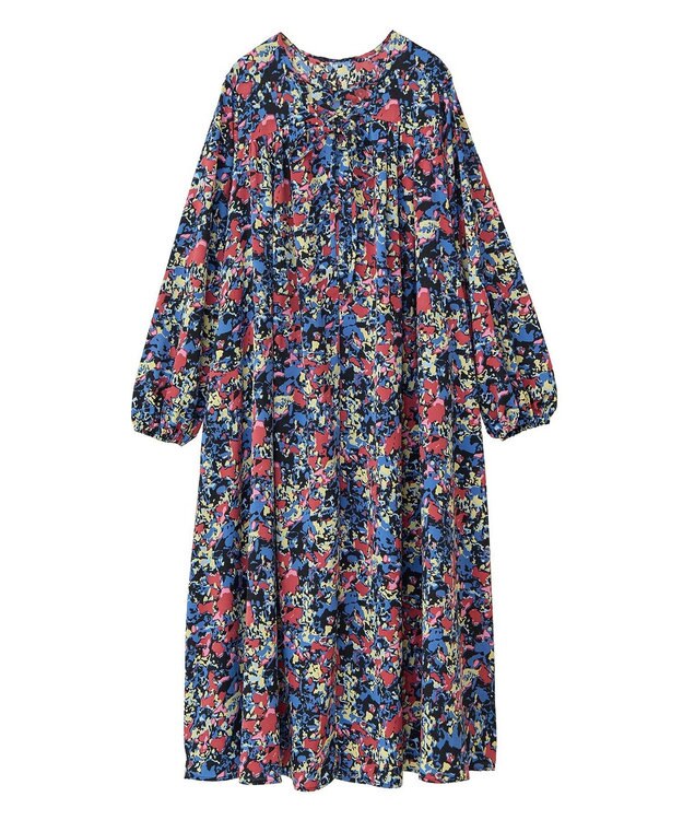 Green Parks ■ＥＳＣＡＲ　モザイクｐｔレースアップワンピース Black