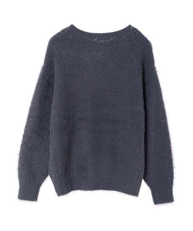 earth music&ecology ゆるモヘアライクレースニット Charcoal Gray