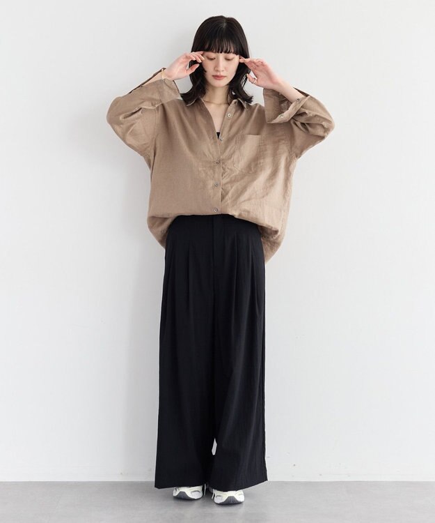 YECCA VECCA 3wayフレンチリネンシャツ Dark Beige