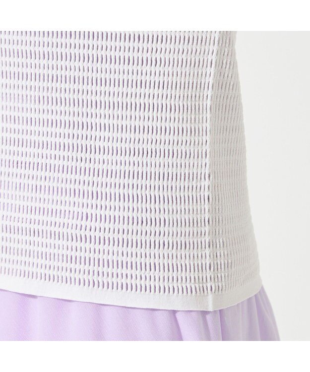 Chacott 【ノーソーイングニット】ボートネックメッシュTシャツ パールグレー