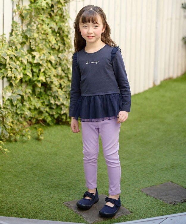 ANY KIDS 裾チュール 長袖 Tシャツ ネイビー