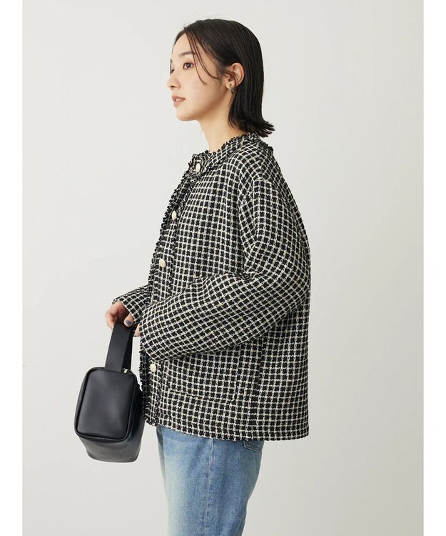 Green Parks ・ＥＬＥＮＣＡＲＥ　ＤＵＥ　ツィードノーカラージャケット Black