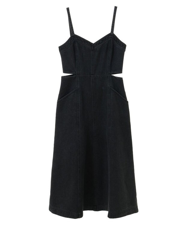 earth music&ecology サイドカットデニムキャミワンピース Black