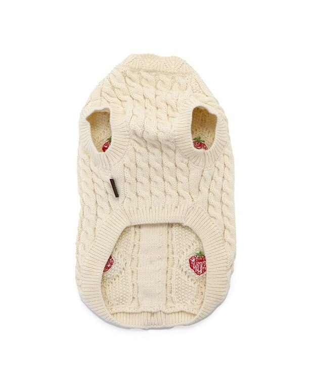 PET PARADISE ペットパラダイス アランニット 苺柄 《ホワイト》 小型犬 ホワイト