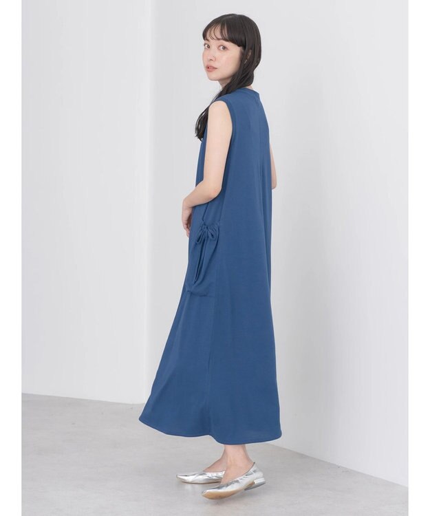 earth music&ecology ギャザーポケットノースリーブワンピース Dark Blue