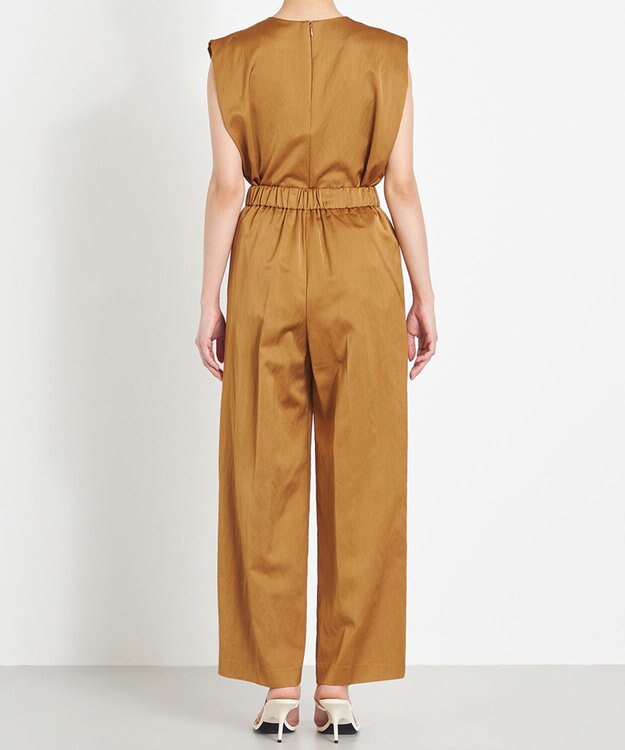 NAVE 【ReNAVE 洗える】グロスサテン パンツ キャメル系