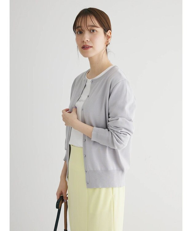 Green Parks 洗える　クルーネックカーディガン Light Gray