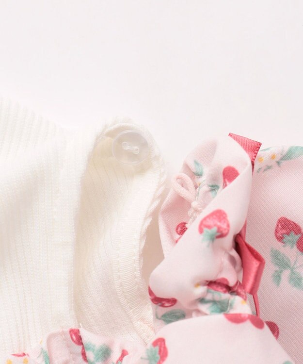 ANY KIDS 【洗濯機可能】オンオフショルダーワンピース ピンク×フルーツ