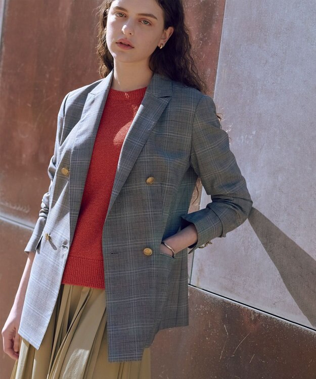 J.PRESS LADIES L ANASTASIAトロ ダブル ジャケット グレーチェック系