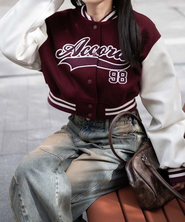 WEGO スタジアムロゴショートスタジャン ワイン