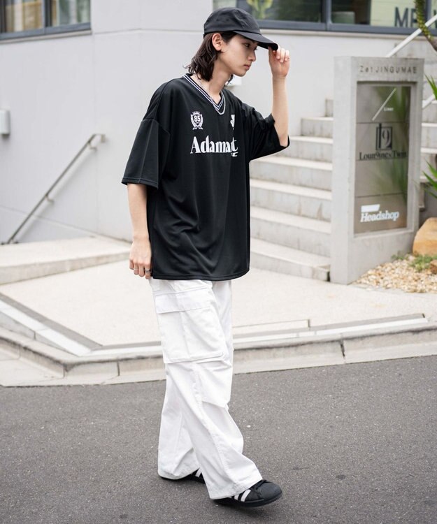 WEGO 【２点セット/ユニセックス着用ITEM/吸水速乾】アクセ付きメッシュロゴT（SS） ブラック