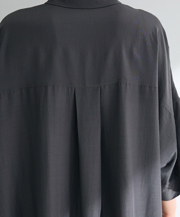 Green Parks ７分袖ミディ丈シャツワンピース Charcoal Gray