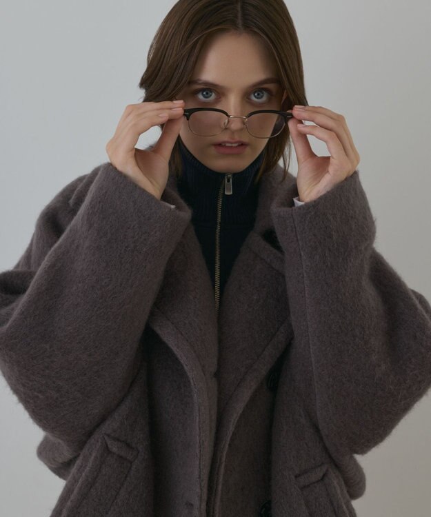 GRACE CONTINENTAL シャギ－ハ－フコ－ト チャコール