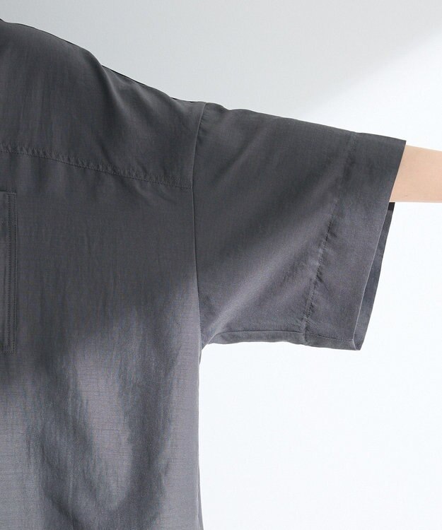 Green Parks ７分袖ミディ丈シャツワンピース Charcoal Gray