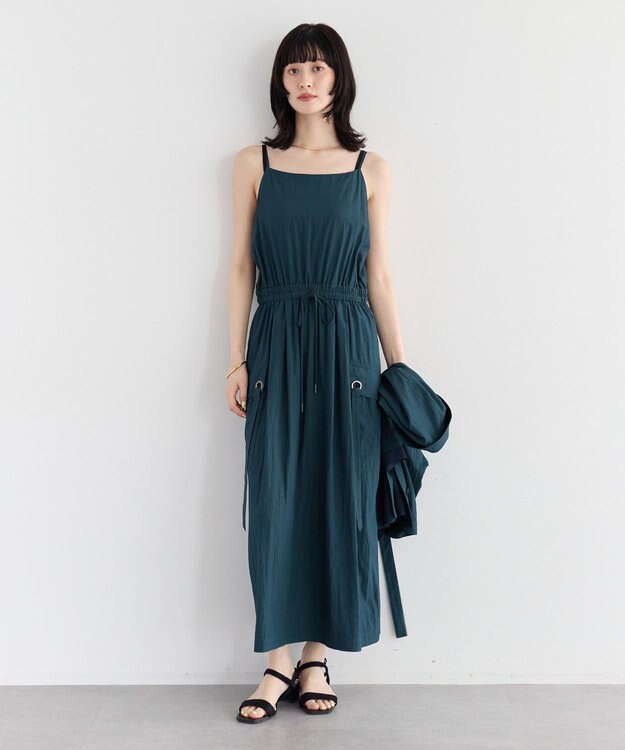 YECCA VECCA 【UVカット/遮熱/接触冷感】COOLカーゴキャミワンピース Blue Green