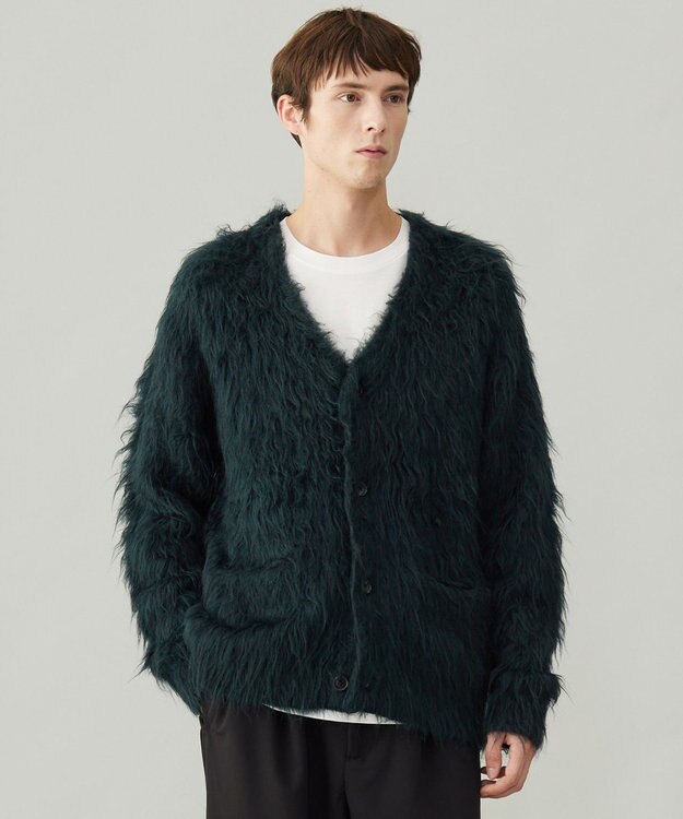 UNFILO MENS 【男女兼用】シャギーニット カーディガン ダークグリーン