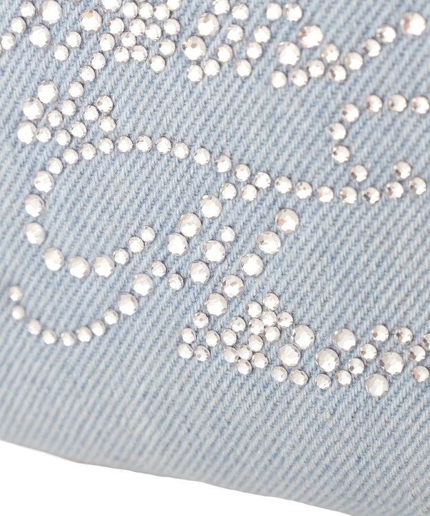 Maison de FLEUR ラインストーンデニムポーチ Light Blue