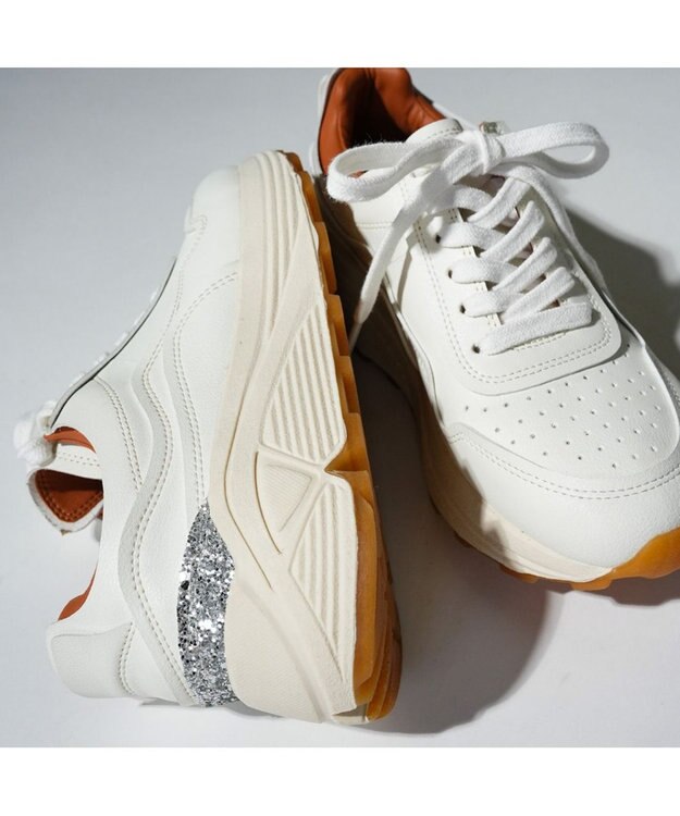 MODE ET JACOMO <carino>グリッター厚底スニーカー ホワイト