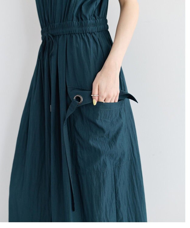 YECCA VECCA 【UVカット/遮熱/接触冷感】COOLカーゴキャミワンピース Blue Green