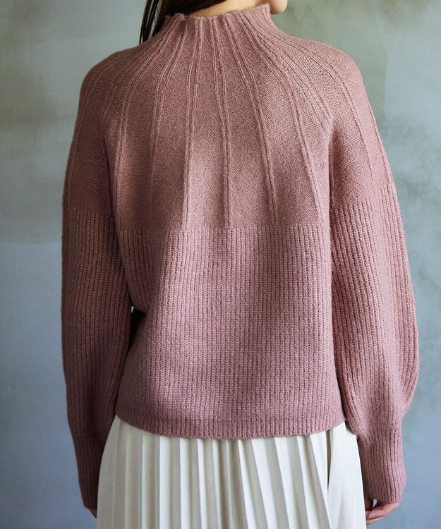 Tiaclasse 【洗える】ピンタックボトルネックニットトップス ピンク