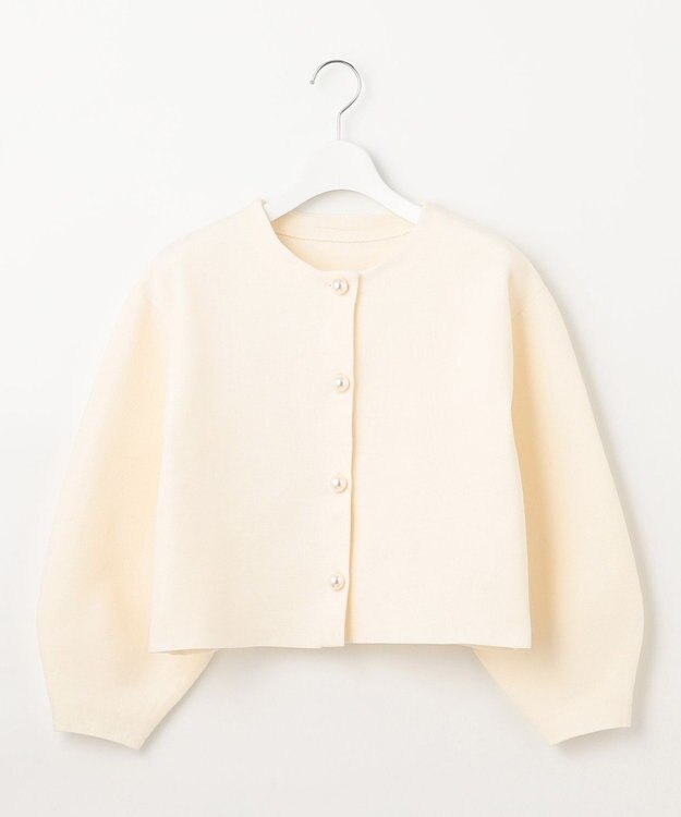 Feroux 【洗える】パールニットジャケット アイボリー系