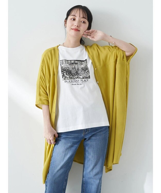 earth music&ecology レーヨンビッグシャツチュニック Yellow