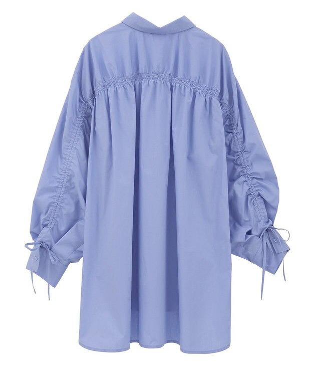 Green Parks イージーケア袖シャーリングシャツ Sax