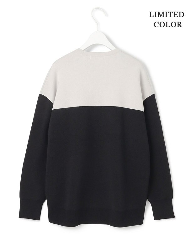 ICB 【WEB限定カラーあり・洗える】コットンポリエステルスムース  ニットプルオーバー トープ×ブラック系［WEB限定］
