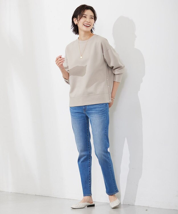 J.PRESS LADIES 【WEB限定】 ダンボールニットジャージー カットソー ライトグレー系