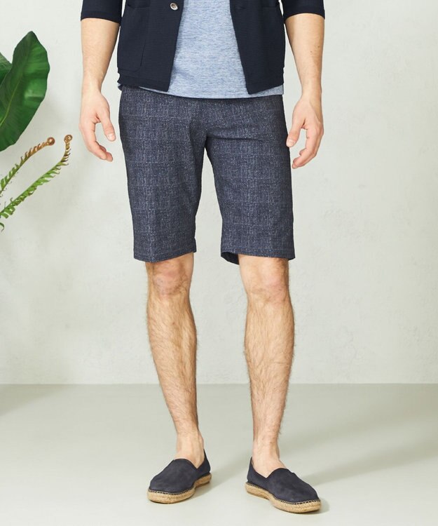 JOSEPH ABBOUD 【イージーケア】ウエストも伸びる！ライトウェーブ ハーフパンツ ネイビー系4