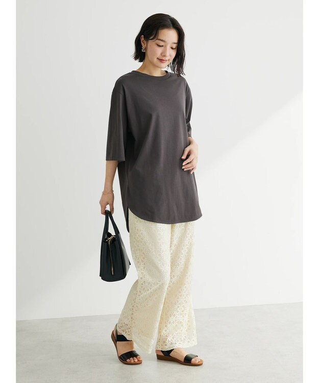 Green Parks 汗じみ防止５分袖チュニック Off White